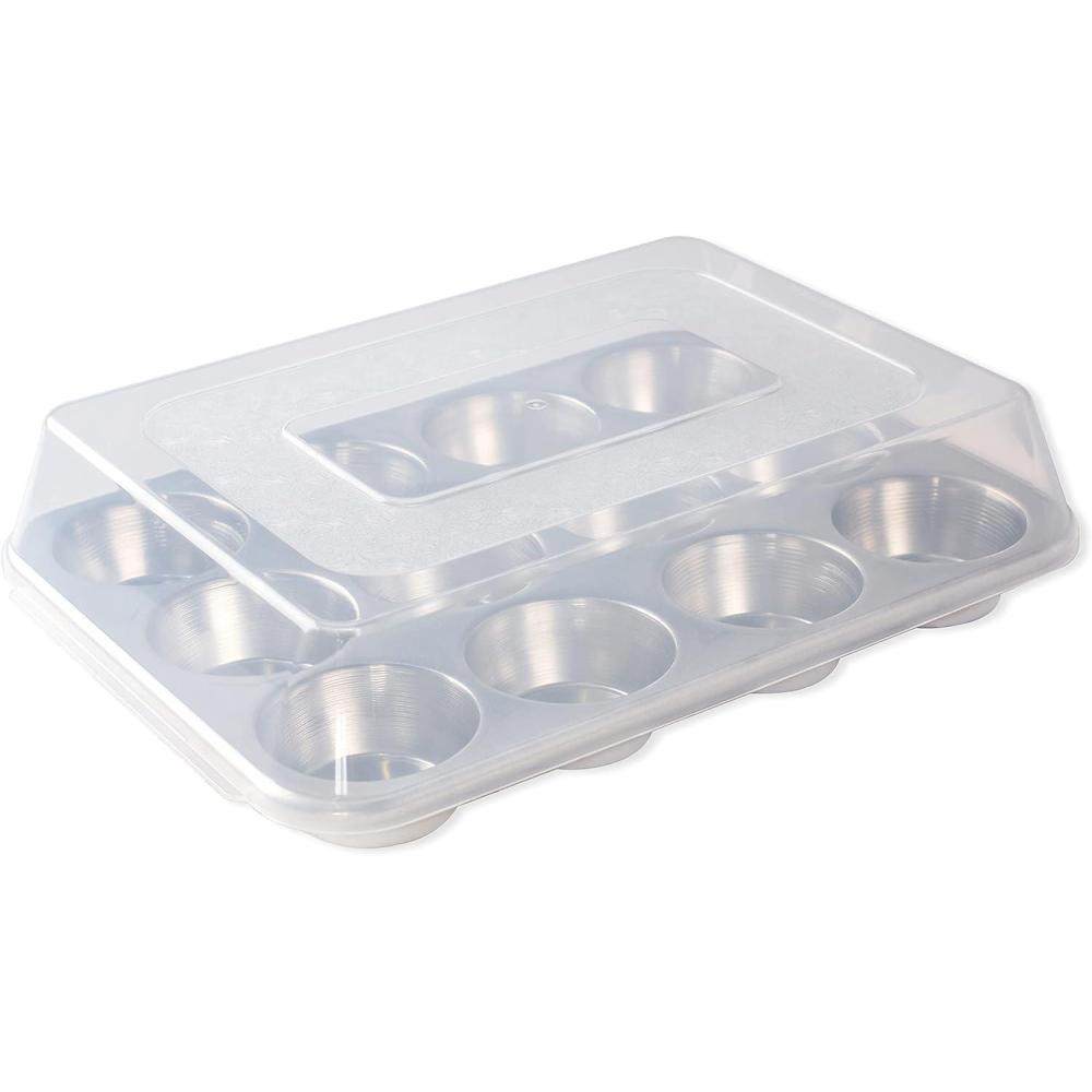imageNordic Ware Naturals 12 Cavity Muffin Pan with HighDomed Lid12Cavities StandardLid