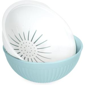Nordic Ware 2-in-1 Colander Bowl Set, White and Sea Glass