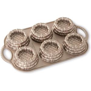 Nordic Ware 54349AMZ Shortcake Baskets Cast Aluminum Cakelet, Six 1/2 Cup, Toffee(Six 1/2 Cup)