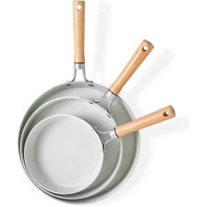 Nordic Ware Cardamom Ceramic Nonstick 3 Piece Fry Pan Set – Includes 8 Inch, 10 Inch and 12 Inch