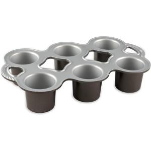 Nordic Ware Cast Aluminum Petite Popover Pan 1/4 Cup Each, 12 Cavity, Silver/Gray(14 x 9 x 2.2 inches  6 Cavities)