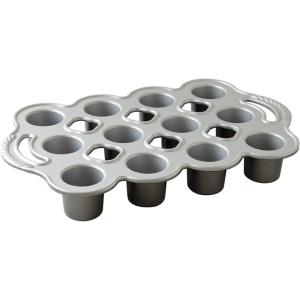 Nordic Ware Cast Aluminum Petite Popover Pan 1/4 Cup Each, 12 Cavity, Silver/Gray(14.3 x 8.9 x 1.9 inches  12 Cavities)