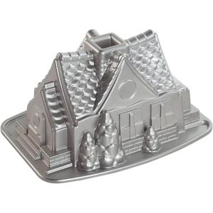 Nordic Ware Cozy Village Gingerbread House, 6 Cups, Silver(Gingerbread House Bundt Pan)