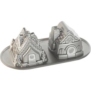 Nordic Ware Cozy Village Gingerbread House, 6 Cups, Silver(Gingerbreat House Duet Pan)