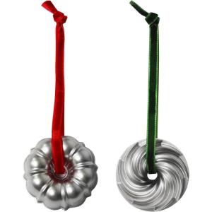 Nordic Ware Jubilee Bundt Ornament Set, Gold and Silver, 2-Pieces(Silver)