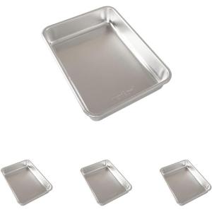 Nordic Ware Natural Aluminum Commercial Rectangular Cake Pan, Exterior dimensions 12.9 x 9.5 x 2.5 inches and interior dimensions 12.1 x 8.8 x 2.5 inches(9 x 13 (Pack of 4))