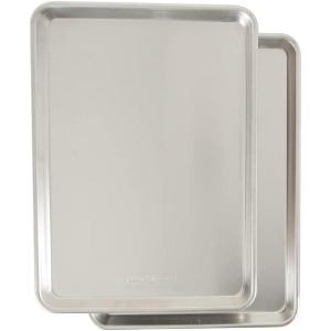 Nordic Ware Naturals 3 Piece Set – USA Made Aluminum Commercial Quality Sheet Pan for Baking or Roasting, Encapsulated Galvanized Steel Rim Prevents Warping; Half Sheet, Jelly Roll and Quarter Sheet(2pk Half Sheet)