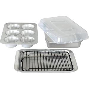 Nordic Ware Naturals Compact 5-Inch Pie Pan – Natural Uncoated Aluminum,Toaster Oven, Counter Ovens, Air Fryer and Broiler Safe, Personal Size(Compact 5-Piece Set)
