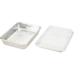 Nordic Ware Naturals Quarter Sheet, 9×13 and Lid Baking Set- USA Made Aluminum Commercial Quality Sheet Pans for Baking or Roasting, Encapsulated Galvanized Steel Rim Prevents Warping, 3pc Baker’s Set(3pc Bakers Set)
