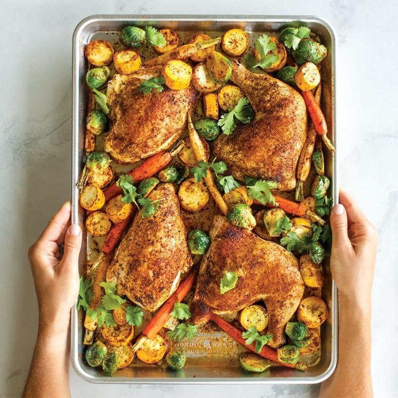 image:imageNordic Ware Naturals Half Sheet USA Made Aluminum Commercial Quality Sheet Pan for Baking or Roasting Encapsulated Galvanized Steel Rim Prevents Warping 1Pack