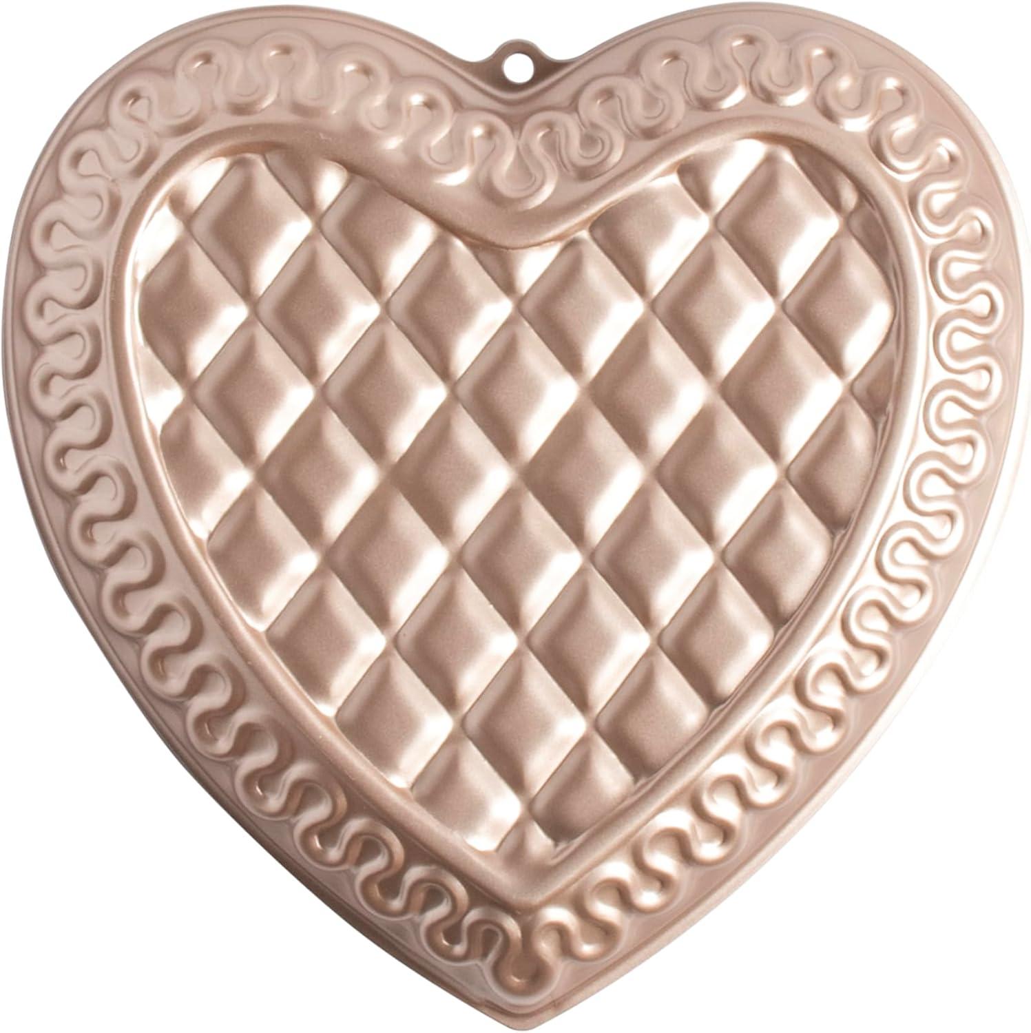 image:imageNordic Ware Formed Quilted Heart Pan 9 Cup Golden Hour