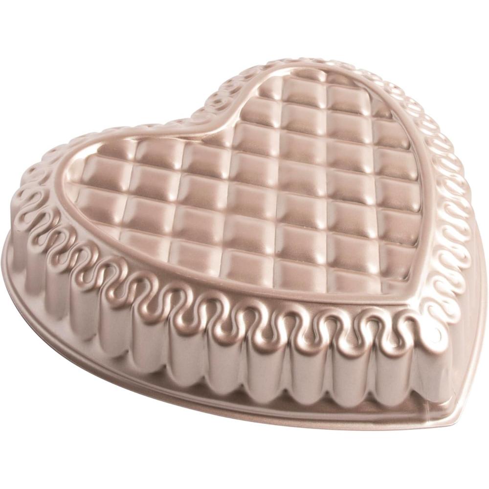 image:imageNordic Ware Formed Quilted Heart Pan 9 Cup Golden Hour