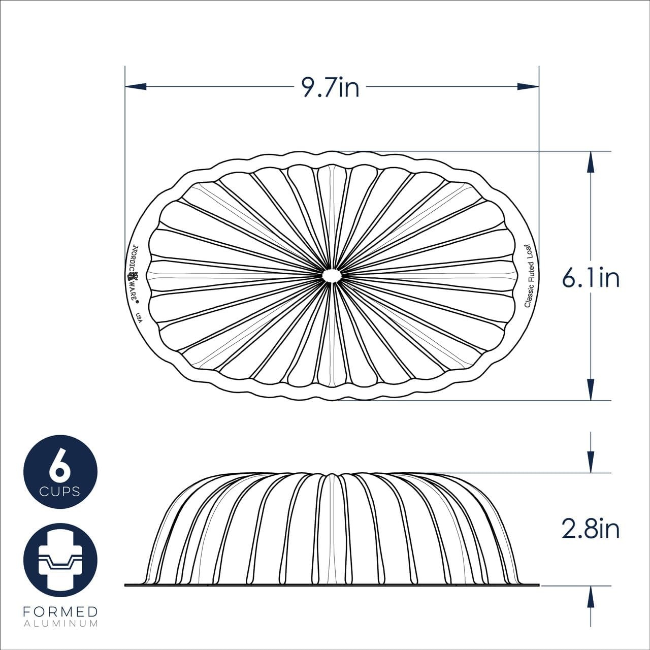 image:imageNordic Ware Formed Fluted Loaf with Keeper Set Clear Lid and White Base