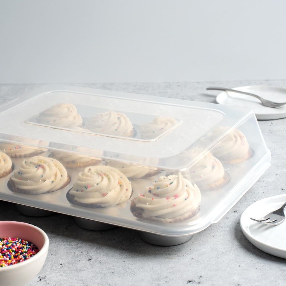 image:imageNordic Ware Naturals 5Piece Bake Set including Quarter Sheet 9 x 13 Rectangular Pan 12Cup Muffin Pan MultiTask Oven amp Cooling Rack and a High Domed Lid
