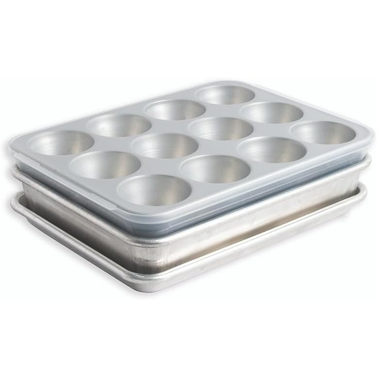 image:imageNordic Ware Naturals 5Piece Bake Set including Quarter Sheet 9 x 13 Rectangular Pan 12Cup Muffin Pan MultiTask Oven amp Cooling Rack and a High Domed Lid
